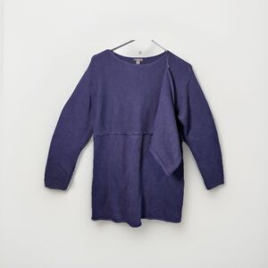 J Jill Blueberry Women's Sweater Removable Knit Infinity Scarf Rolled Hem Size M